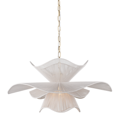 Mitzi Amanda Chandelier H1084701-AGB - Elegant Leaf-Inspired Design with Dimmable Cotton Shades