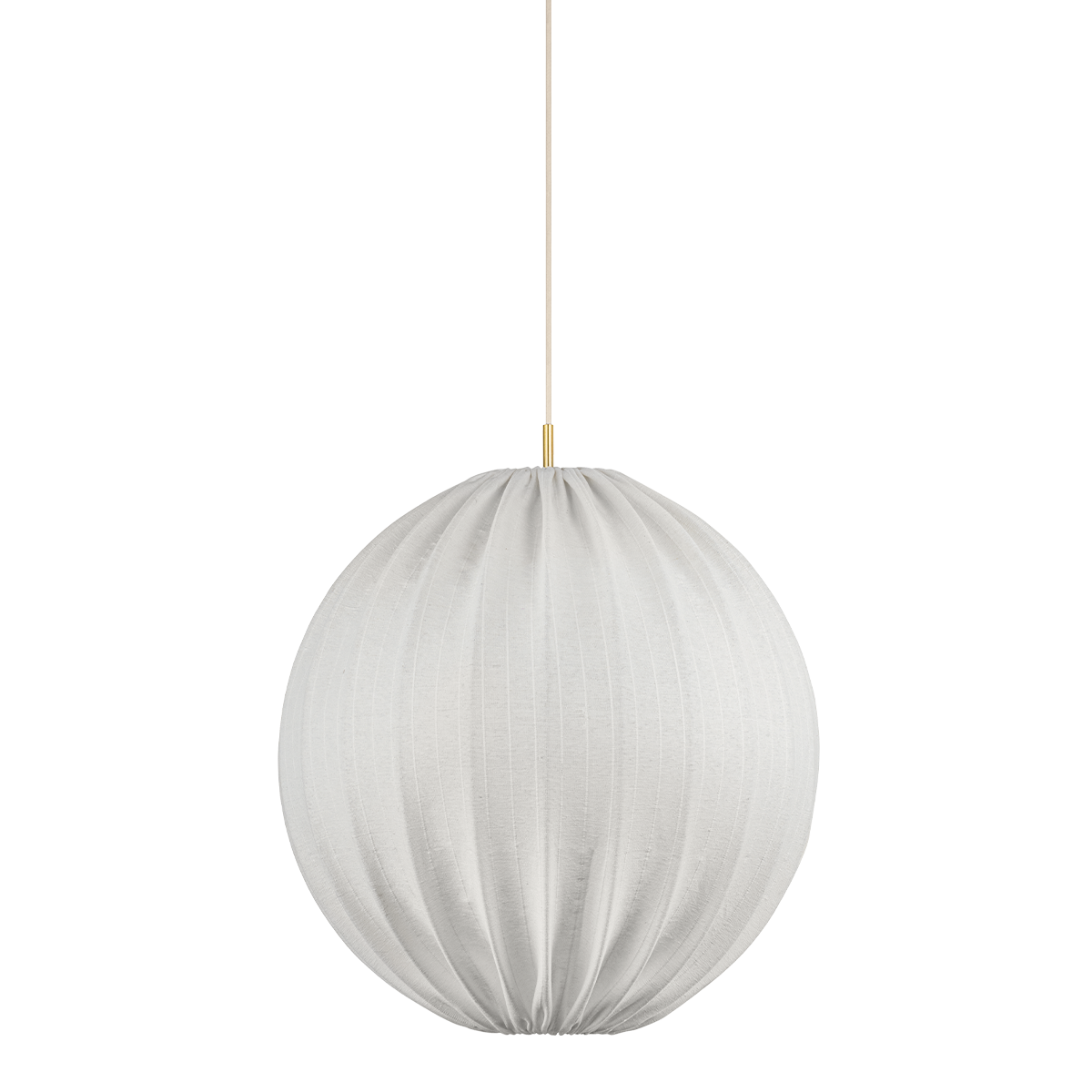 Arabella Pendant Light by Mitzi - Natural Linen Shade, Dimmable, Aged Brass Finish, 18"H x 16"W