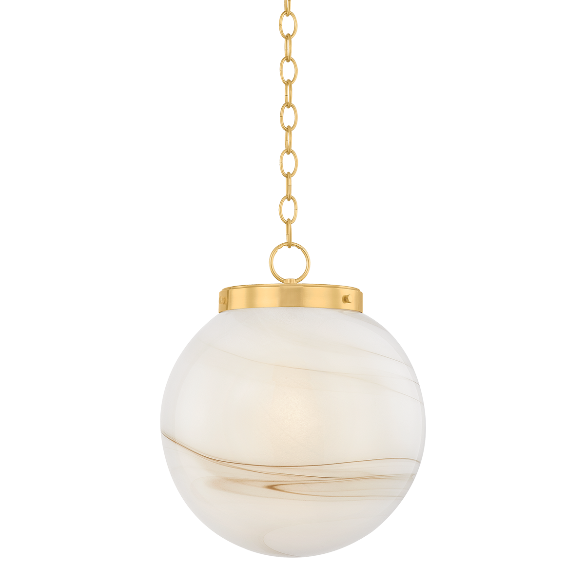 Mitzi Ambra Large Pendant Light - Hand-Blown Glass with Cappuccino Swirl Design, Aged Brass Fitter