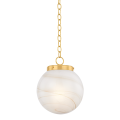 Mitzi Ambra Pendant Light - Aged Brass with Cappuccino Swirl Glass, Adjustable Height, Dimmable Feature