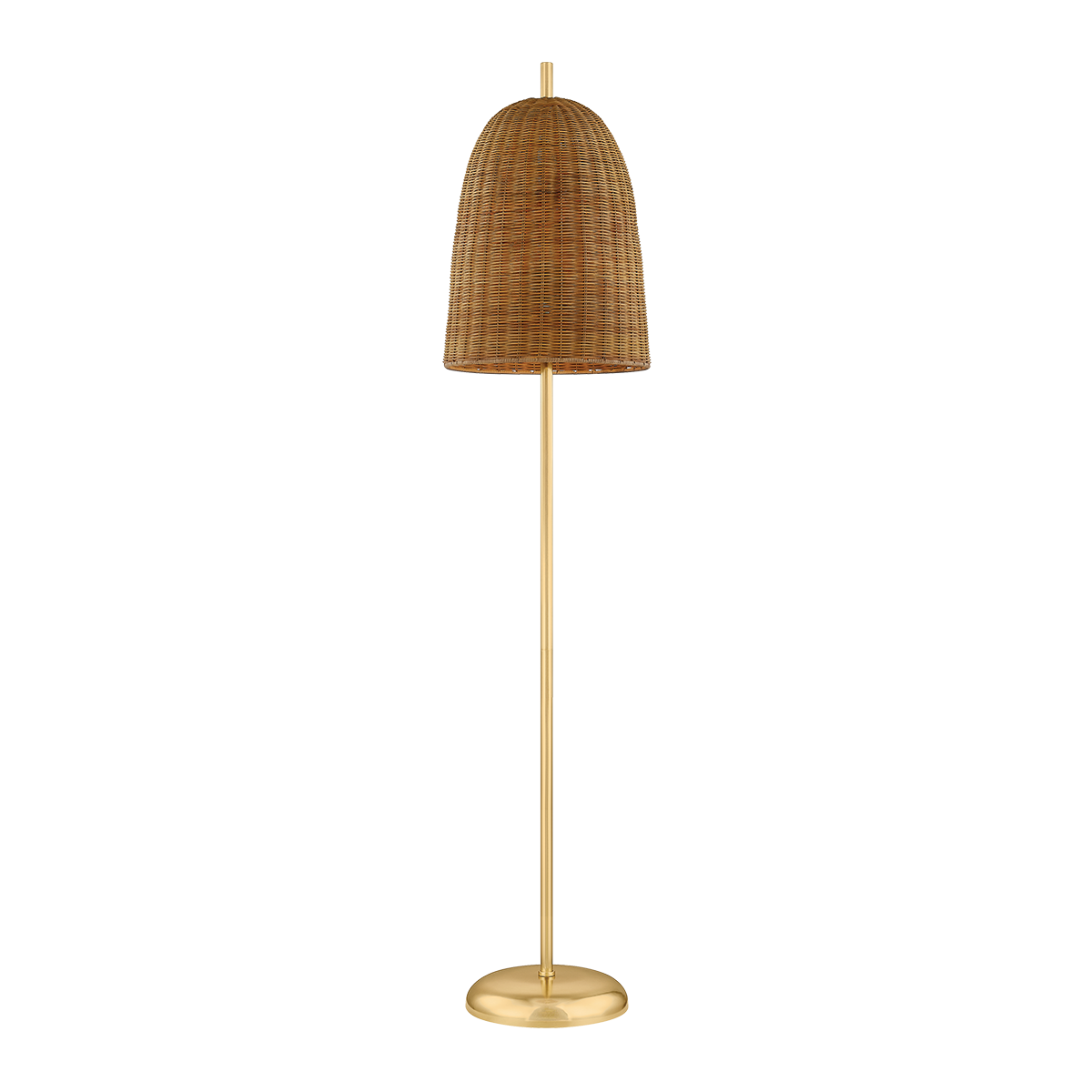 Mitzi Beatrice 64" Floor Lamp - Wicker Shade, Aged Brass Base, Dimmable, UL Rated