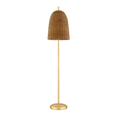 Mitzi Beatrice 64" Floor Lamp - Wicker Shade, Aged Brass Base, Dimmable, UL Rated