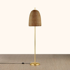 Mitzi Beatrice 64" Floor Lamp - Wicker Shade, Aged Brass Base, Dimmable, UL Rated