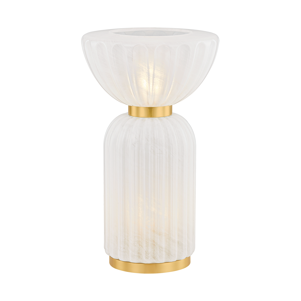 Mitzi Cordelia Table Lamp - Dimmable Cloud Glass Shade, Aged Brass Base, 16.75 Inches