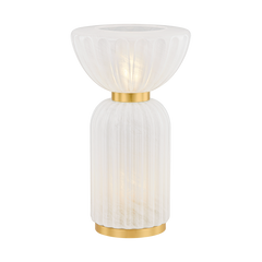 Mitzi Cordelia Table Lamp - Dimmable Cloud Glass Shade, Aged Brass Base, 16.75 Inches