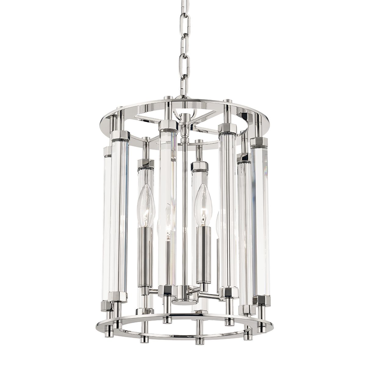 Haddon 4-Light Lantern Pendant by Hudson Valley Lighting - Crystal Shade, Dimmable, Aged Brass or Polished Nickel