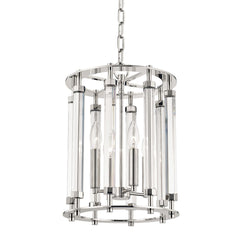 Haddon 4-Light Lantern Pendant by Hudson Valley Lighting - Crystal Shade, Dimmable, Aged Brass or Polished Nickel