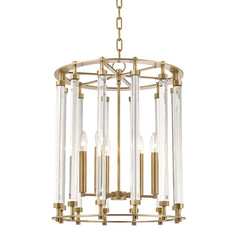 Haddon 6-Light Lantern by Hudson Valley Lighting - Modern Open Cage Design, Adjustable Height, Dimmable