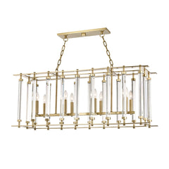 Haddon Linear Chandelier 42.25" Long by Hudson Valley Lighting, 8-Light Aged Brass, Dimmable, UL Damp Rated