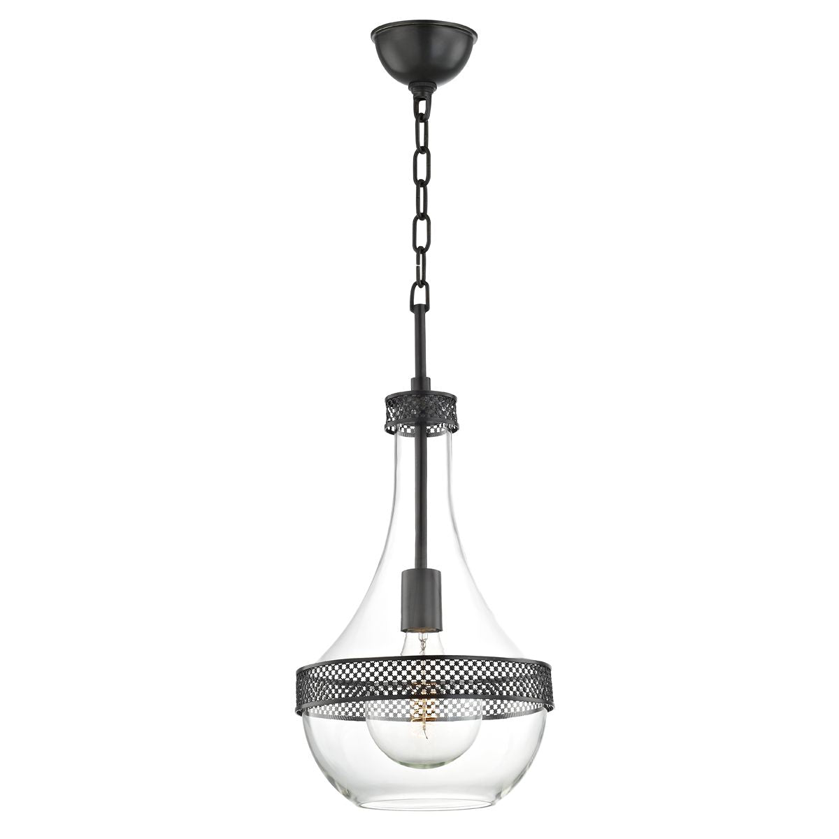 Hagen Pendant Light by Hudson Valley Lighting - Adjustable Height, Dimmable, Glass Shade, 1 E26 Bulb