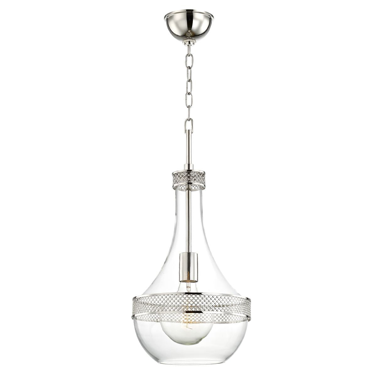 Hagen Pendant Light by Hudson Valley Lighting - Adjustable Height, Dimmable, Glass Shade, 1 E26 Bulb