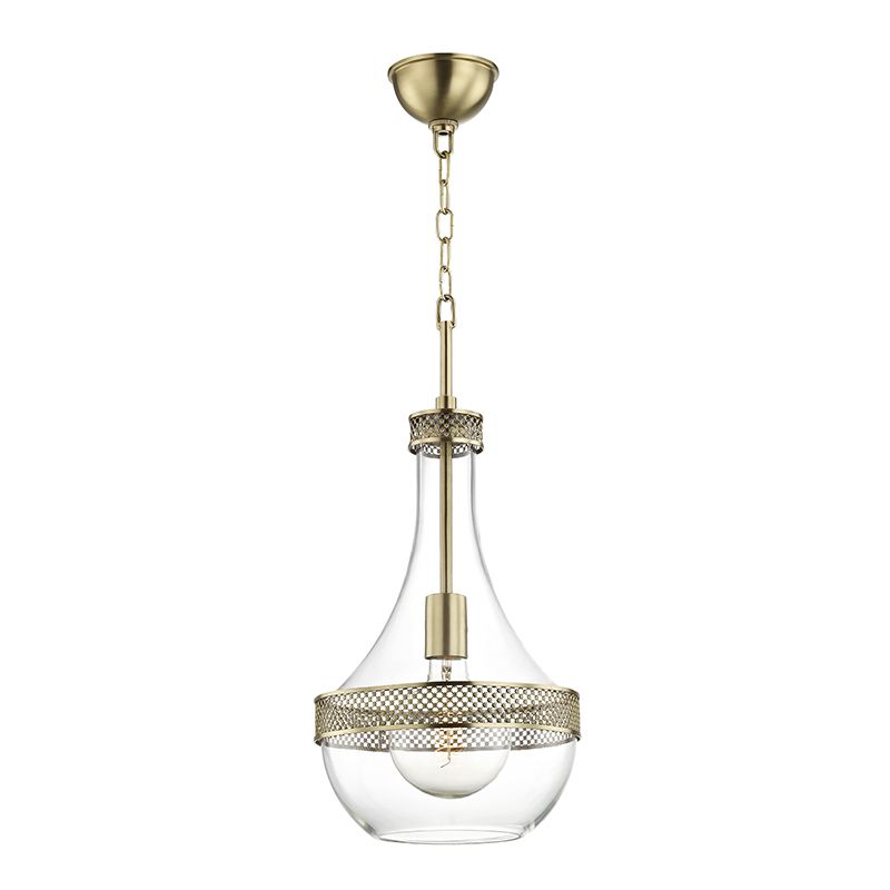 Hagen Pendant Light by Hudson Valley Lighting - Adjustable Height, Dimmable, Glass Shade, 1 E26 Bulb