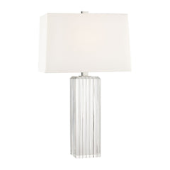 Hague 27-Inch Large Table Lamp with Polished Nickel Finish and Off-White Linen Shade by Hudson Valley Lighting