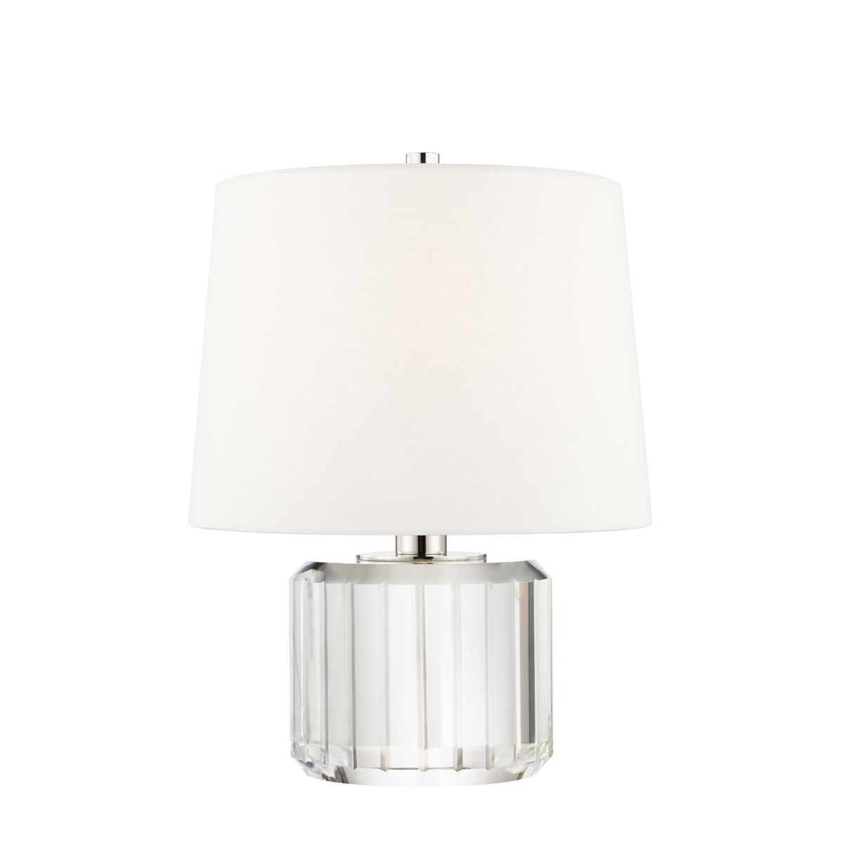 Hague Table Lamp 60W Max E26 Dimmable With Glass Shade Off-White Linen Polished Nickel Finish