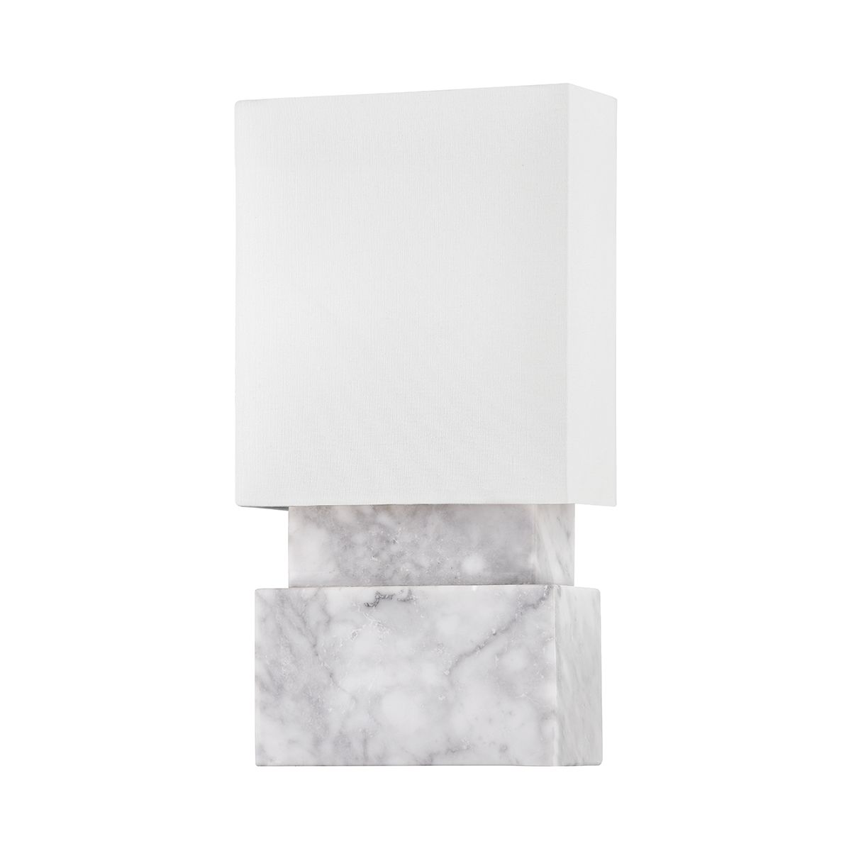 Haight Sconce 15" H by Hudson Valley Lighting - Black & White Marble, Dimmable Linen Shade