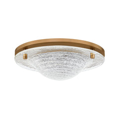 Halston Flush Mount Ceiling Light by Troy Lighting C2714-PBR, 14" Patina Brass, Dimmable LED, Damp Rated