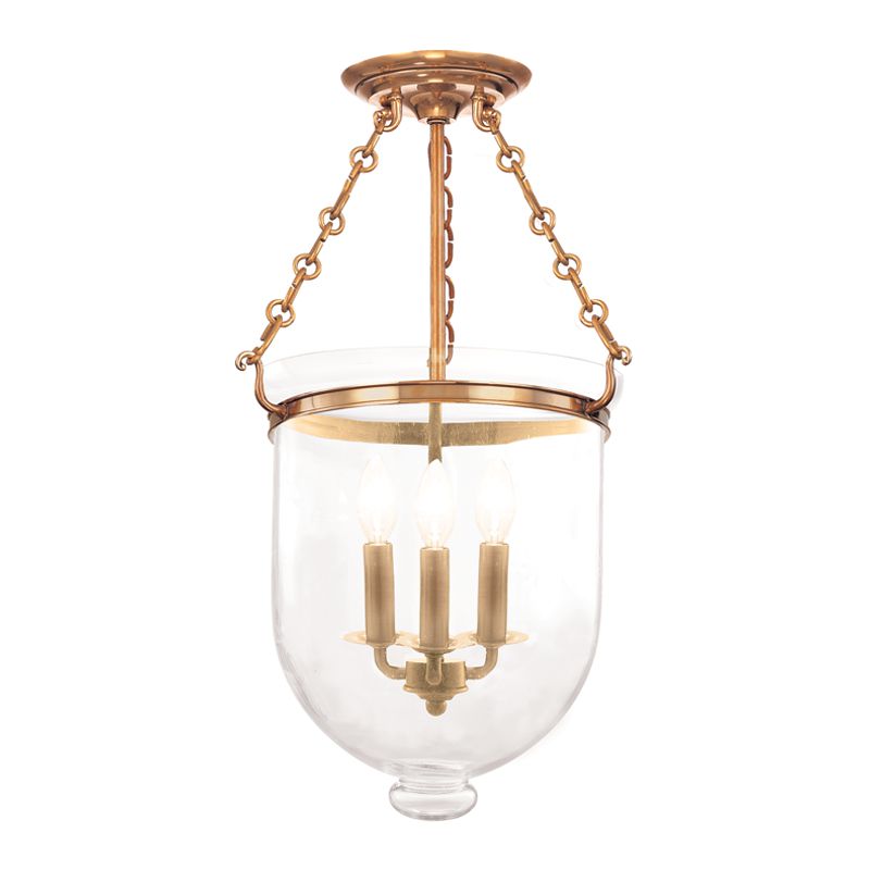 Hampton 3-Bulb Large Semi-Flush Ceiling Light by Hudson Valley with Aged Brass & Old Bronze Accents