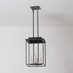 Hart Lantern by Troy Lighting, French Iron Finish, Adjustable 27.75"-71.5", Dimmable, E12 Bulb