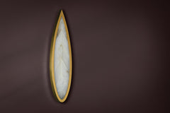 Havasu Sconce by Corbett Lighting, 8W LED Wall Light with Alabaster Shade, Vintage Brass Finish