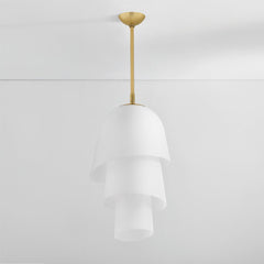 Hela Large Pendant Light by Corbett Lighting, 3-Tier Design, Vintage Brass Finish, E26 Base, UL Damp Rated