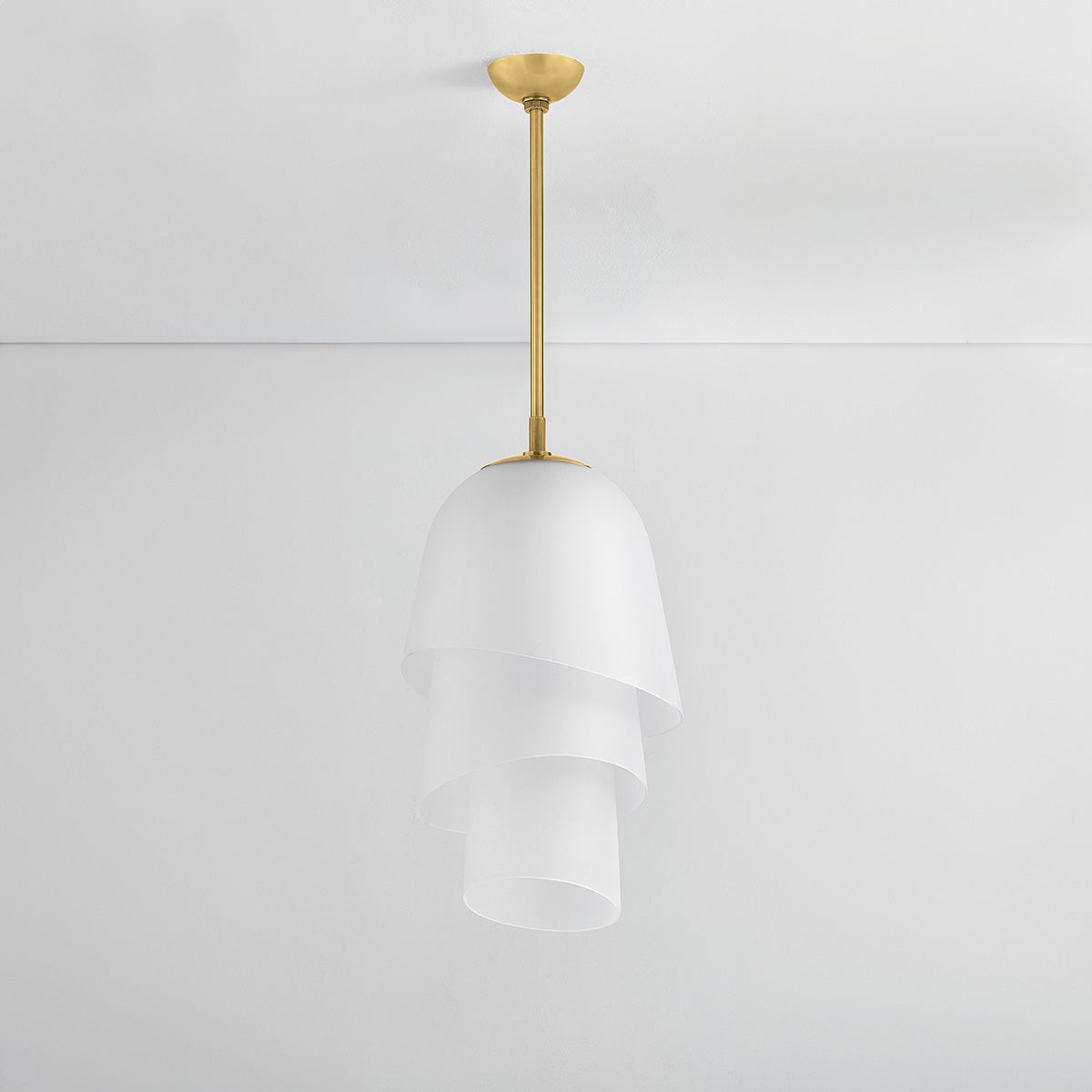 Hela Pendant Light by Corbett Lighting - 3-Tier Bluebell Design with Etched Clear Glass, Dimmable