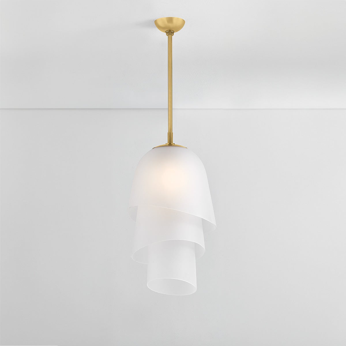 Hela Pendant Light by Corbett Lighting - 3-Tier Bluebell Design with Etched Clear Glass, Dimmable