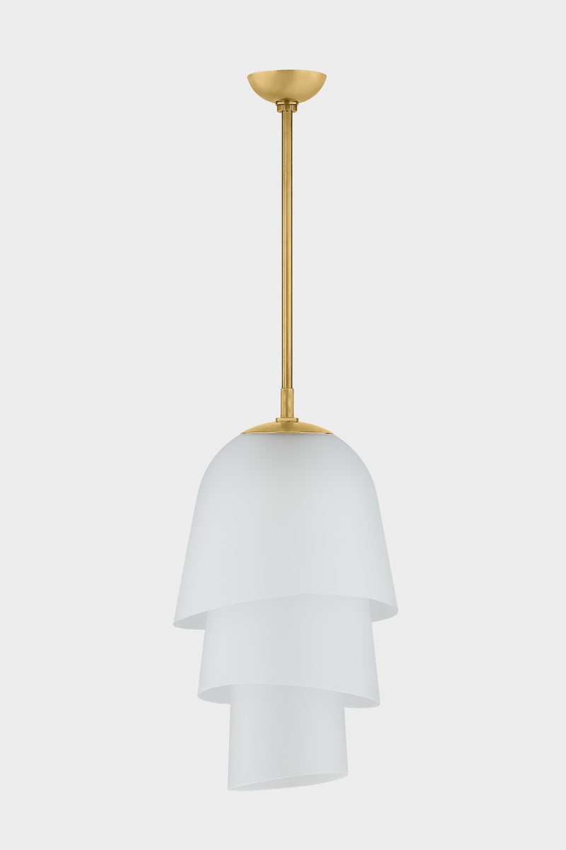 Hela Pendant Light by Corbett Lighting - 3-Tier Bluebell Design with Etched Clear Glass, Dimmable