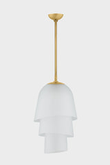 Hela Pendant Light by Corbett Lighting - 3-Tier Bluebell Design with Etched Clear Glass, Dimmable