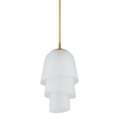 Hela Pendant Light by Corbett Lighting - 3-Tier Bluebell Design with Etched Clear Glass, Dimmable