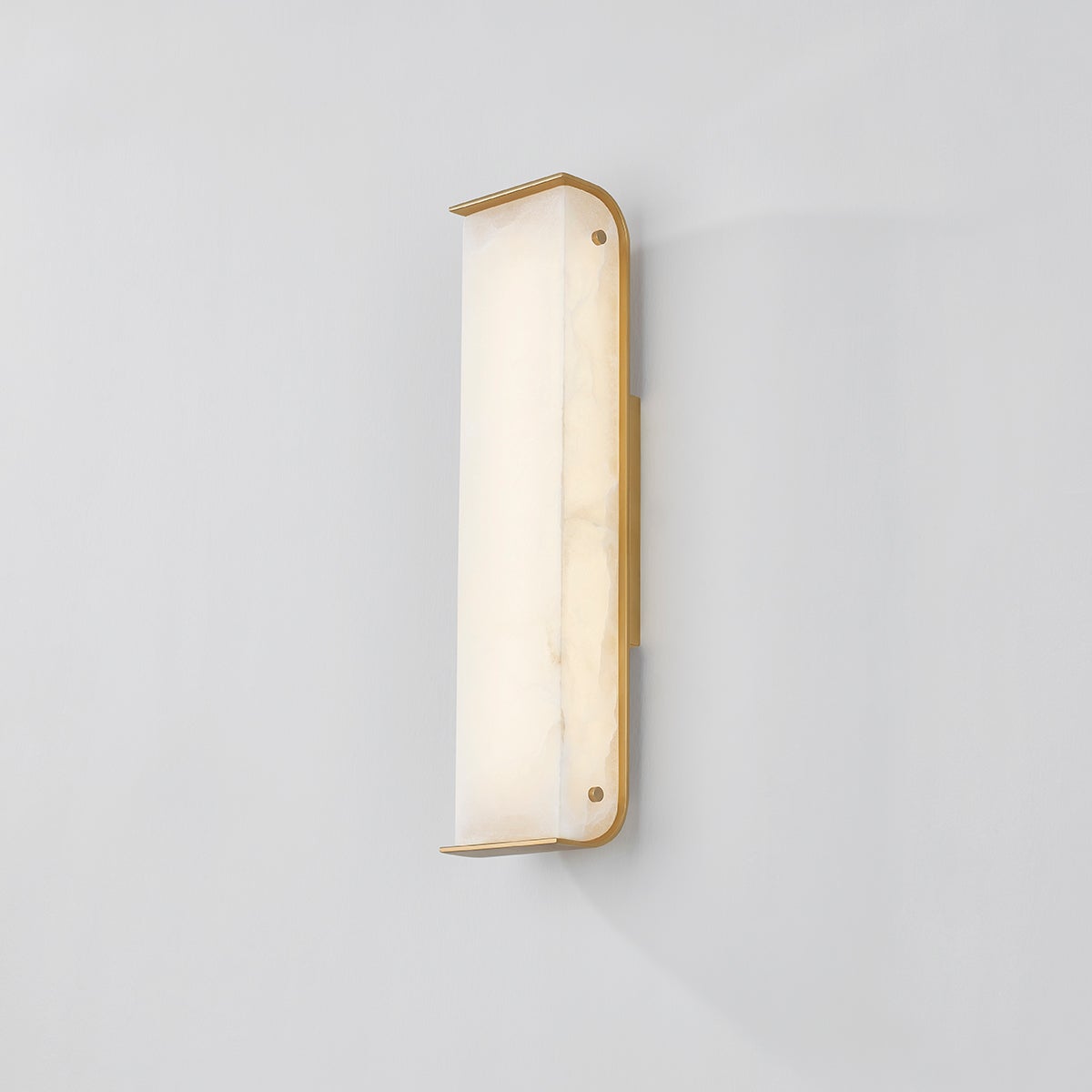 Hera Sconce By Corbett Lighting 448-18-VB, Dimmable LED Wall Light With Alabaster Shade And Vintage Brass Finish