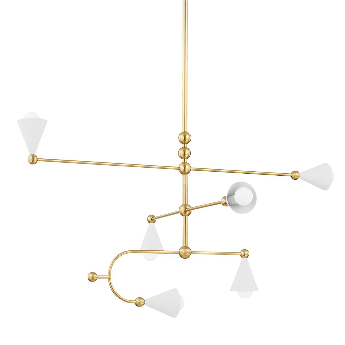 Hikari 6-Light Sputnik Chandelier by Mitzi in Aged Brass with Adjustable Height and Dimmable Function