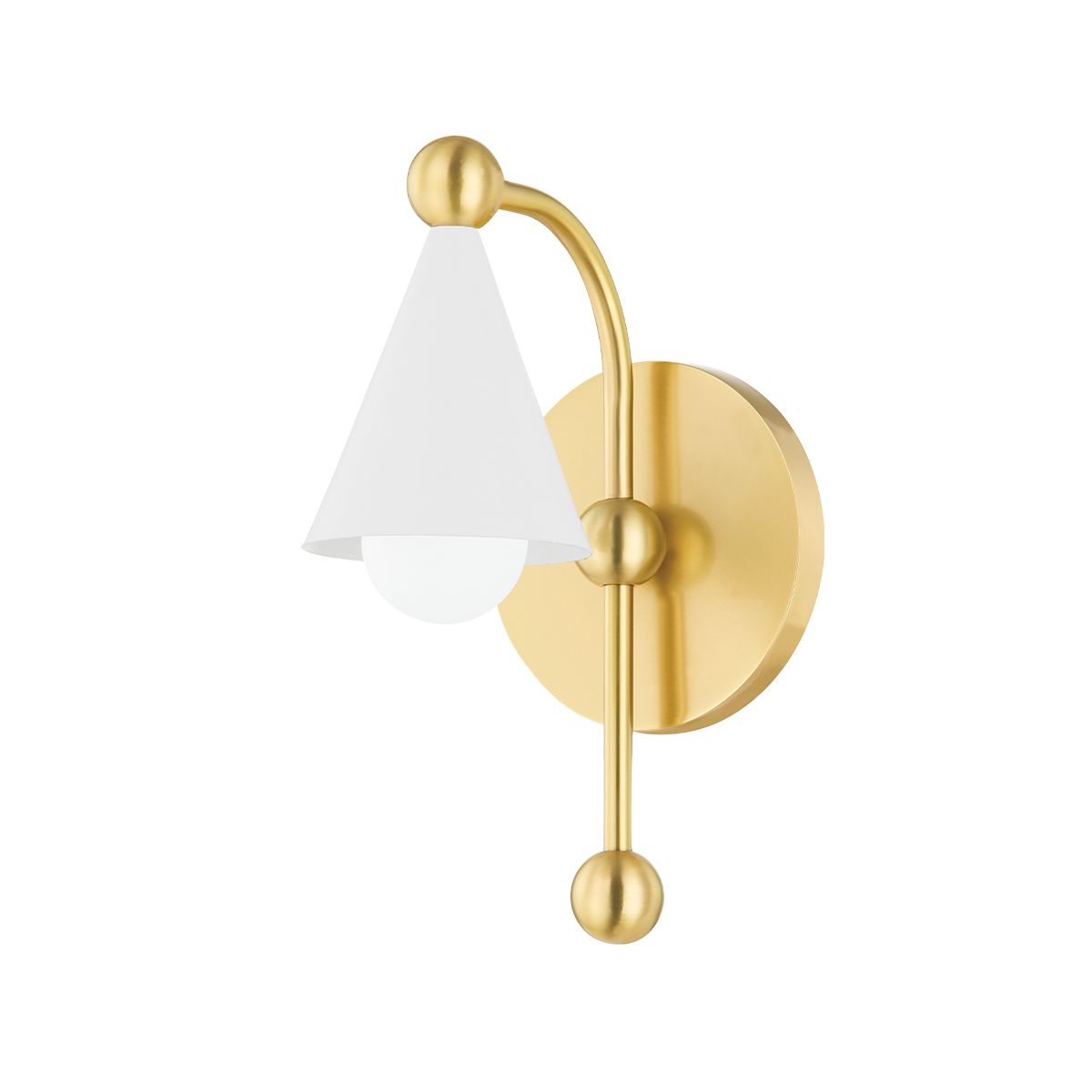 Hikari Wall Sconce by Mitzi in Aged Brass, 12 Soft White Conical Shades, Dimmable Elegance