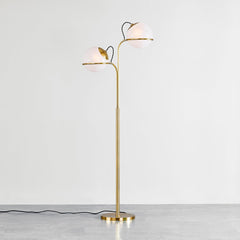 Hingham Floor Lamp by Hudson Valley Lighting, Dimmable Function, Aged Brass Finish, Cloud Glass Shade