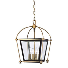 Hollis Lantern by Hudson Valley Lighting, Dimmable 4-Bulb Steel & Glass Fixture, 22.5-73.25” Adjustable Height