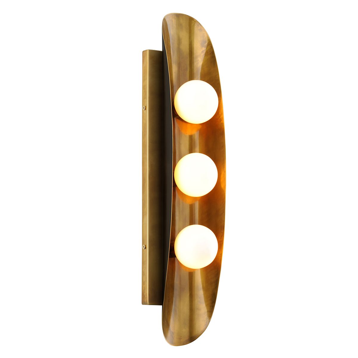 Hopper Large Sconce by Corbett Lighting with Dimmable Opal Glass Shade and Vintage Brass Finish