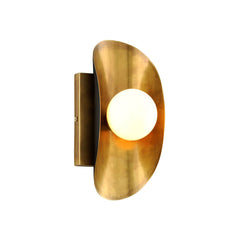 Hopper Sconce by Corbett Lighting 10-Inch Opal Glass Shade with Vintage Brass Finish and Dimmable Feature