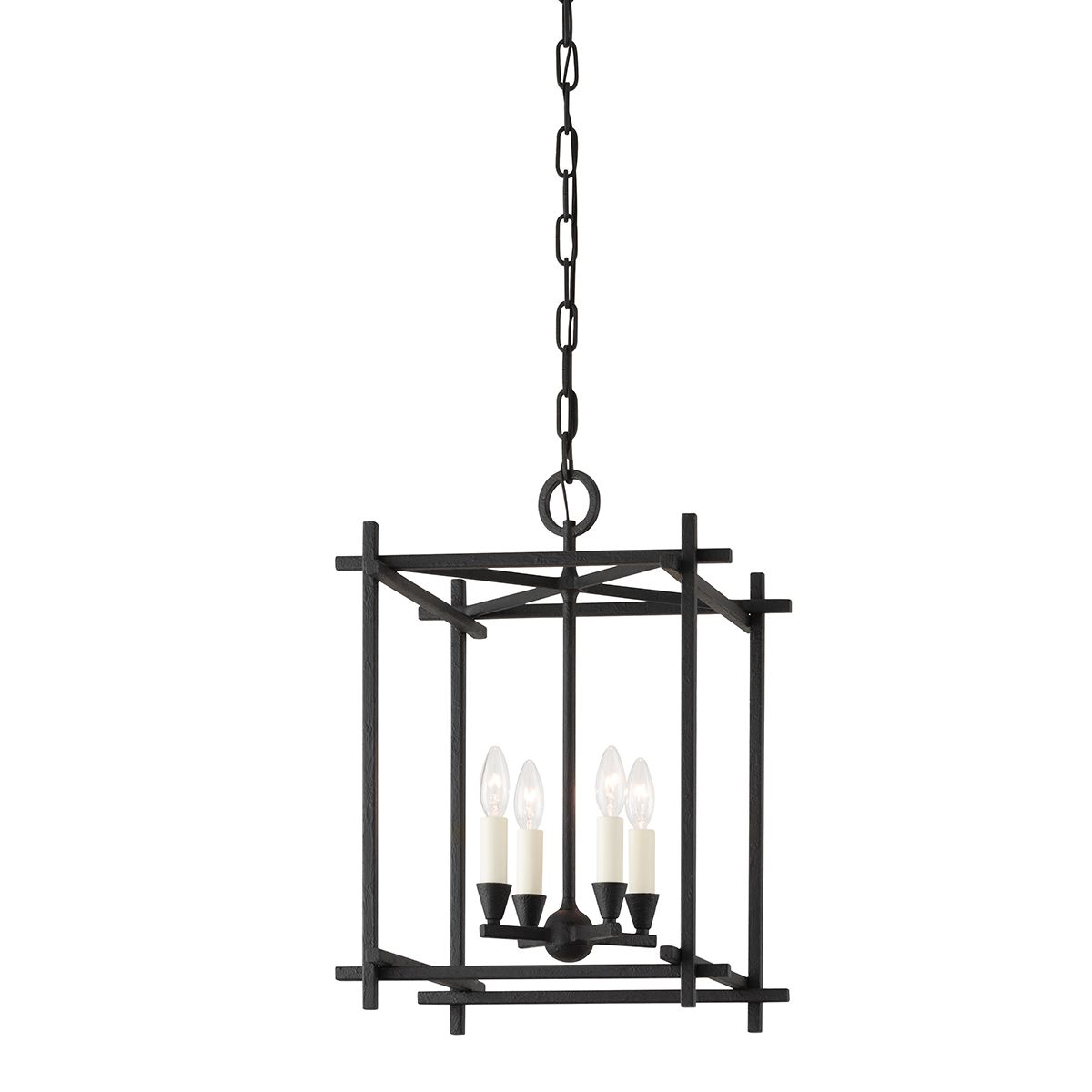 Huck Lantern by Troy Lighting F1095 - Dimmable Indoor/Outdoor Hanging Light in Black Iron or Gold Leaf