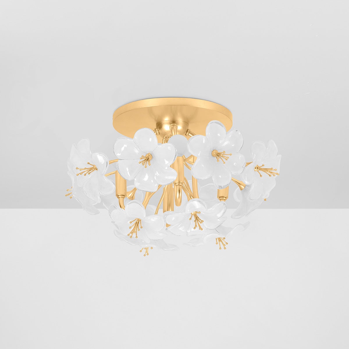 Hygea Ceiling Light 4-Bulb Flush Mount by Corbett Lighting - Gold Leaf Finish, Dimmer Compatible, Cloud Design