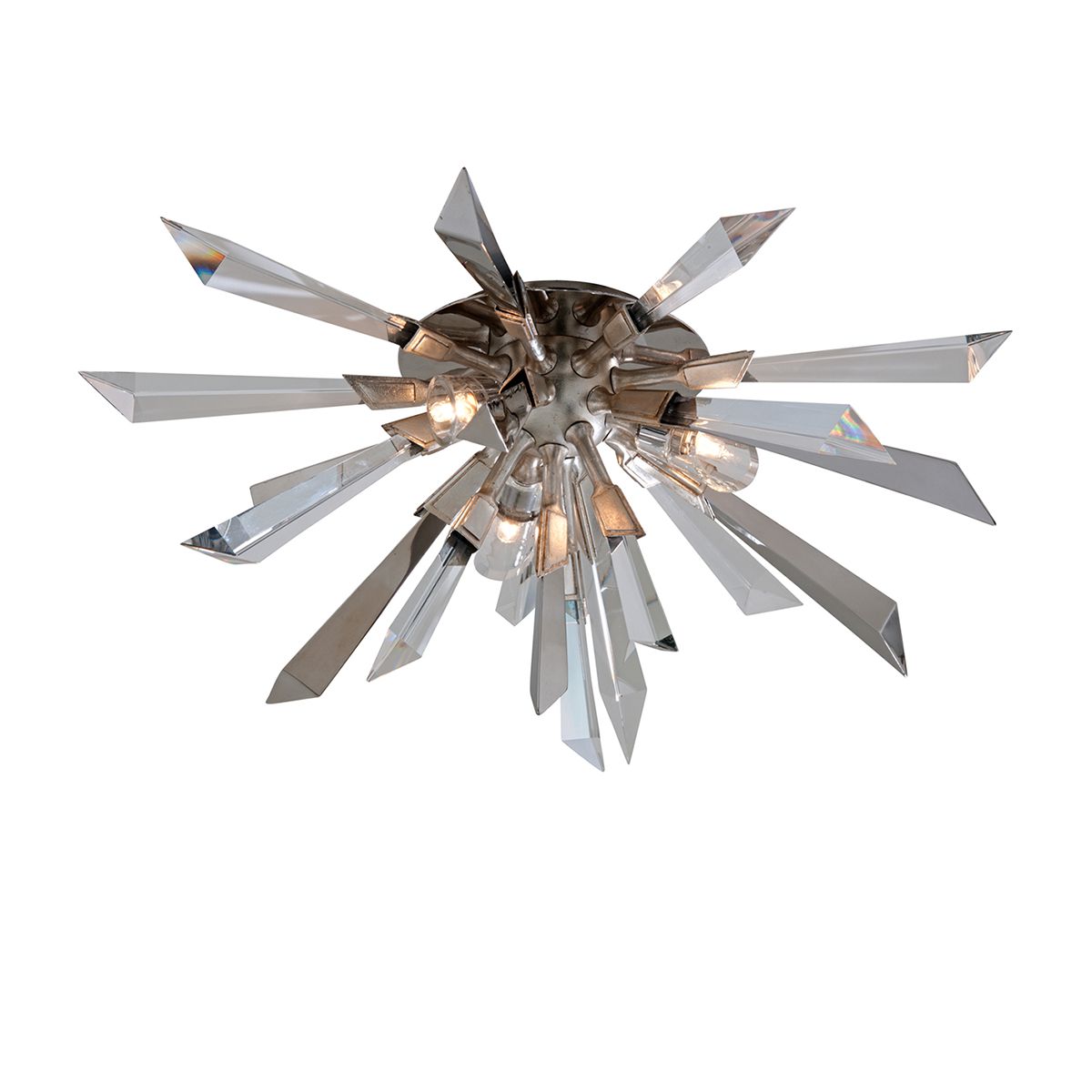 Inertia Ceiling Light 24" Wide by Corbett Lighting, Crystal & Stainless Steel, Dimmable 3-Light Fixture