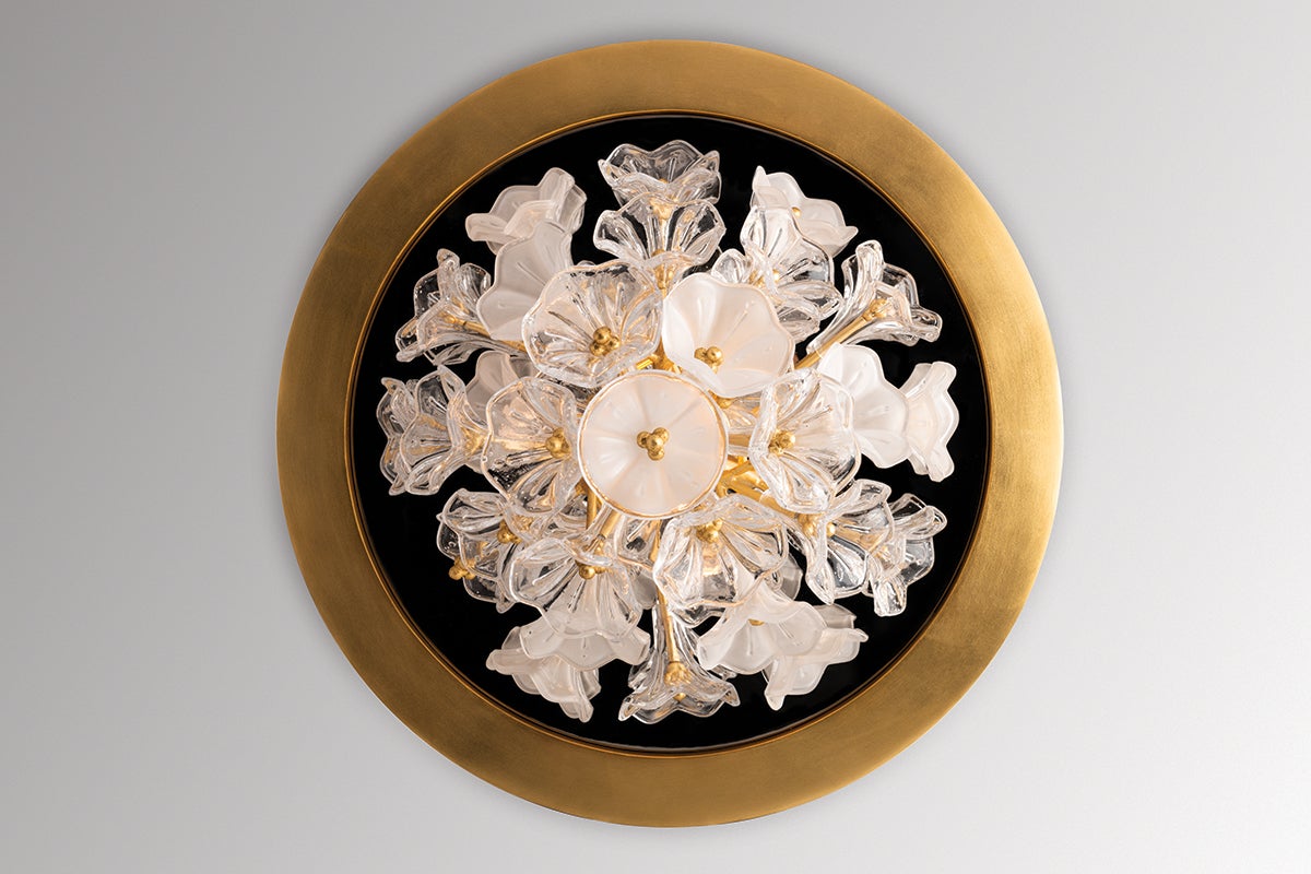 Jasmine Ceiling Light – Elegant Floral Design, 21.75" Wide, Gold Leaf Finish, Dimmable, UL Dry Rated