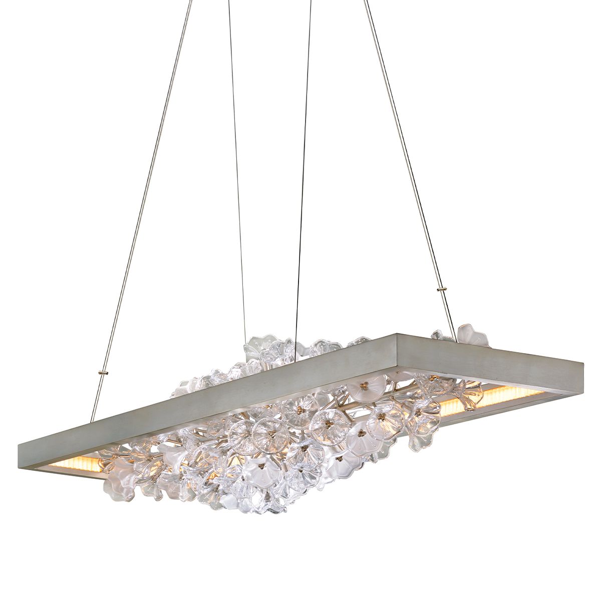 Jasmine Linear Chandelier - Elegant 5,832 Lumen LED Lighting in Gold Leaf or Silver Leaf Finishes