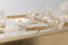 Jasmine Linear Chandelier - Elegant 5,832 Lumen LED Lighting in Gold Leaf or Silver Leaf Finishes