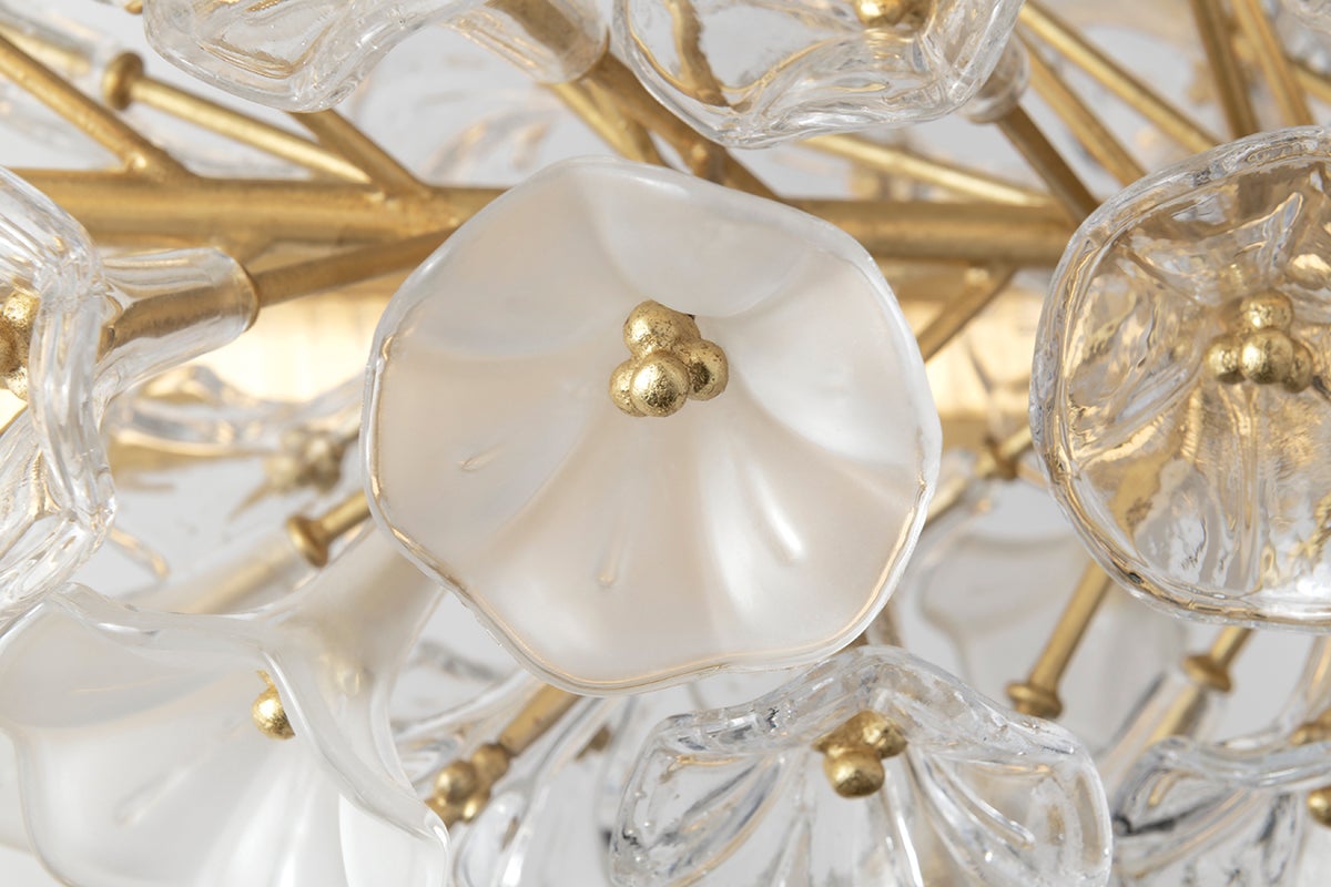 Jasmine Linear Chandelier - Elegant 5,832 Lumen LED Lighting in Gold Leaf or Silver Leaf Finishes