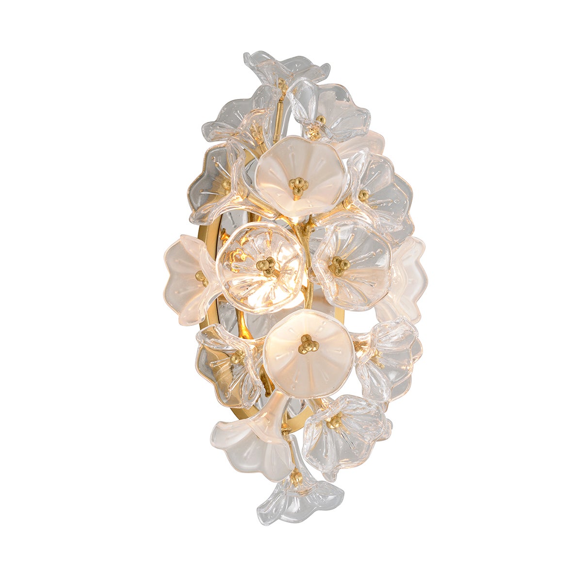 Jasmine Sconce by Corbett Lighting – Elegant Floral Design, Dimmable, 12.25”H x 21.75”W, Gold/Silver Leaf Finish