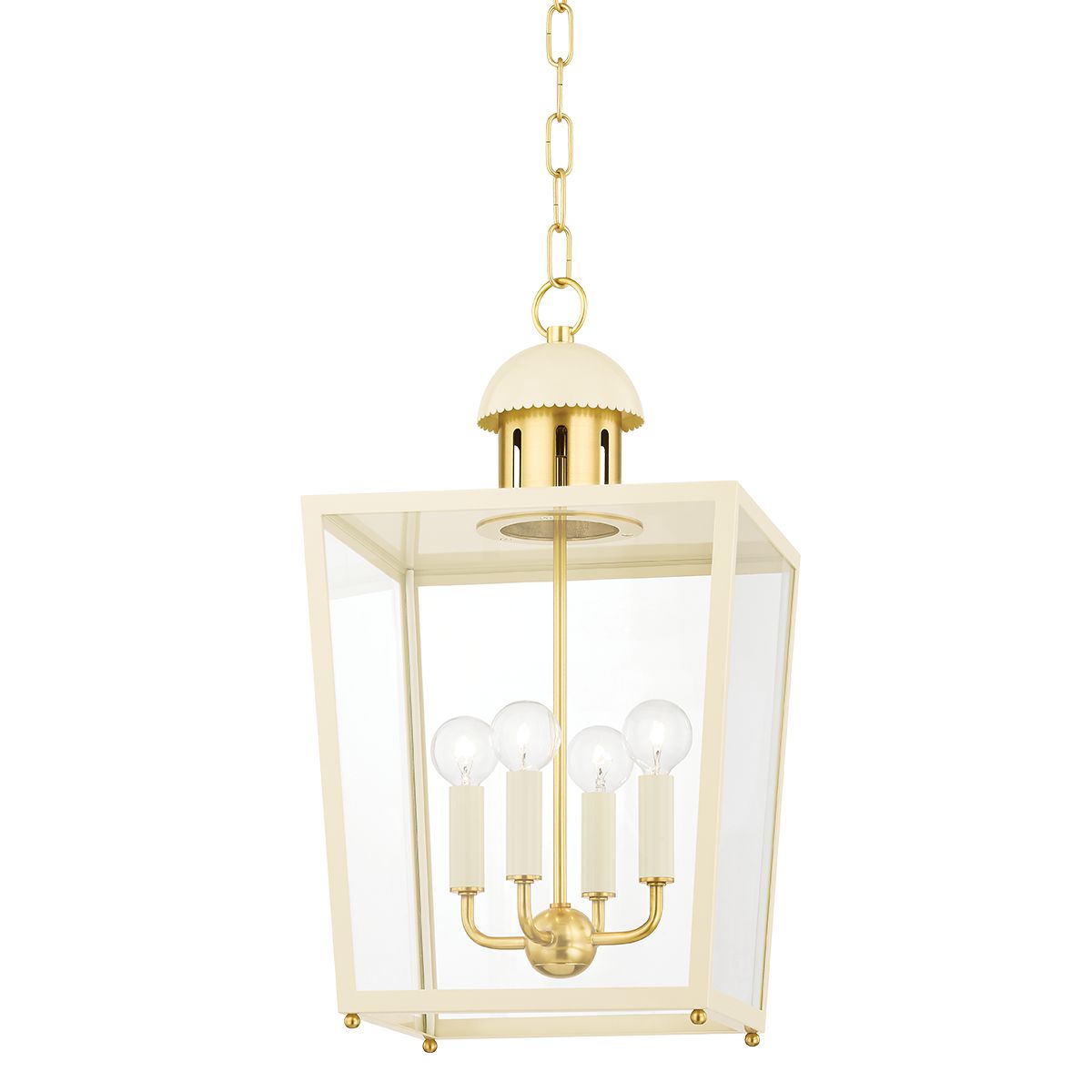 June Small Lantern by Mitzi - 4-Light Aged Brass, Dimmer Compatible, UL Damp Rated, 21.5"H