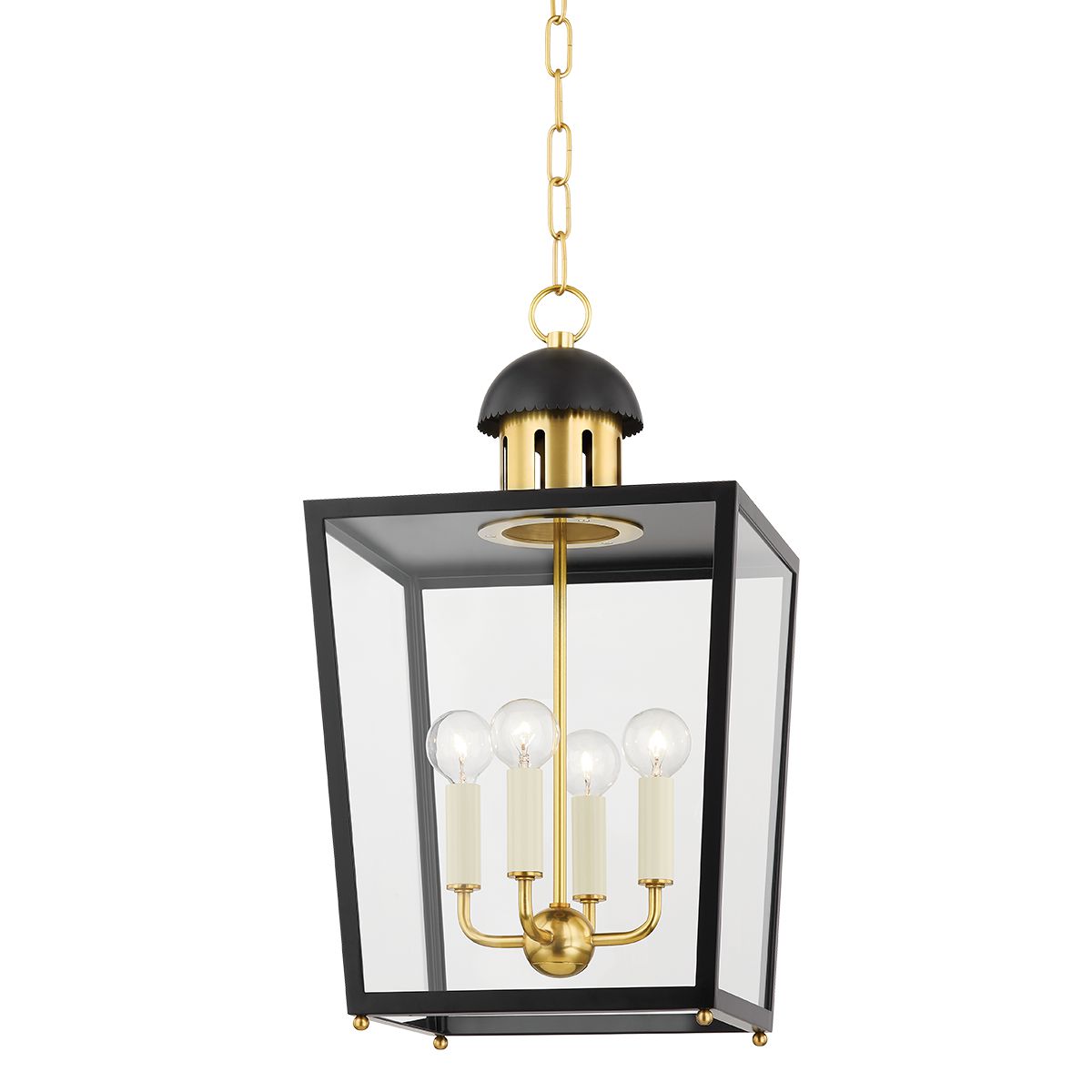 June Small Lantern by Mitzi - 4-Light Aged Brass, Dimmer Compatible, UL Damp Rated, 21.5"H