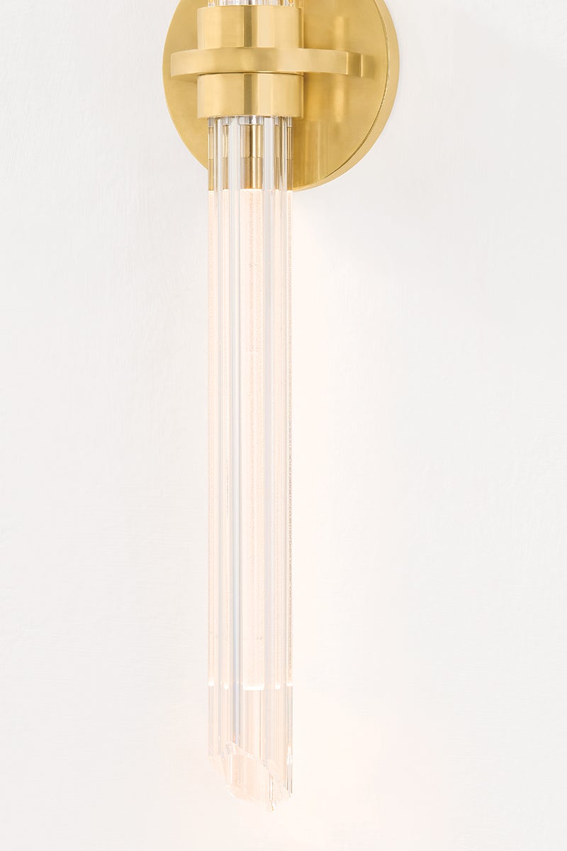 Hudson Valley Knighton Bath Sconce 2602-AGB - Dimmable LED Glass Wall Light in Aged Brass