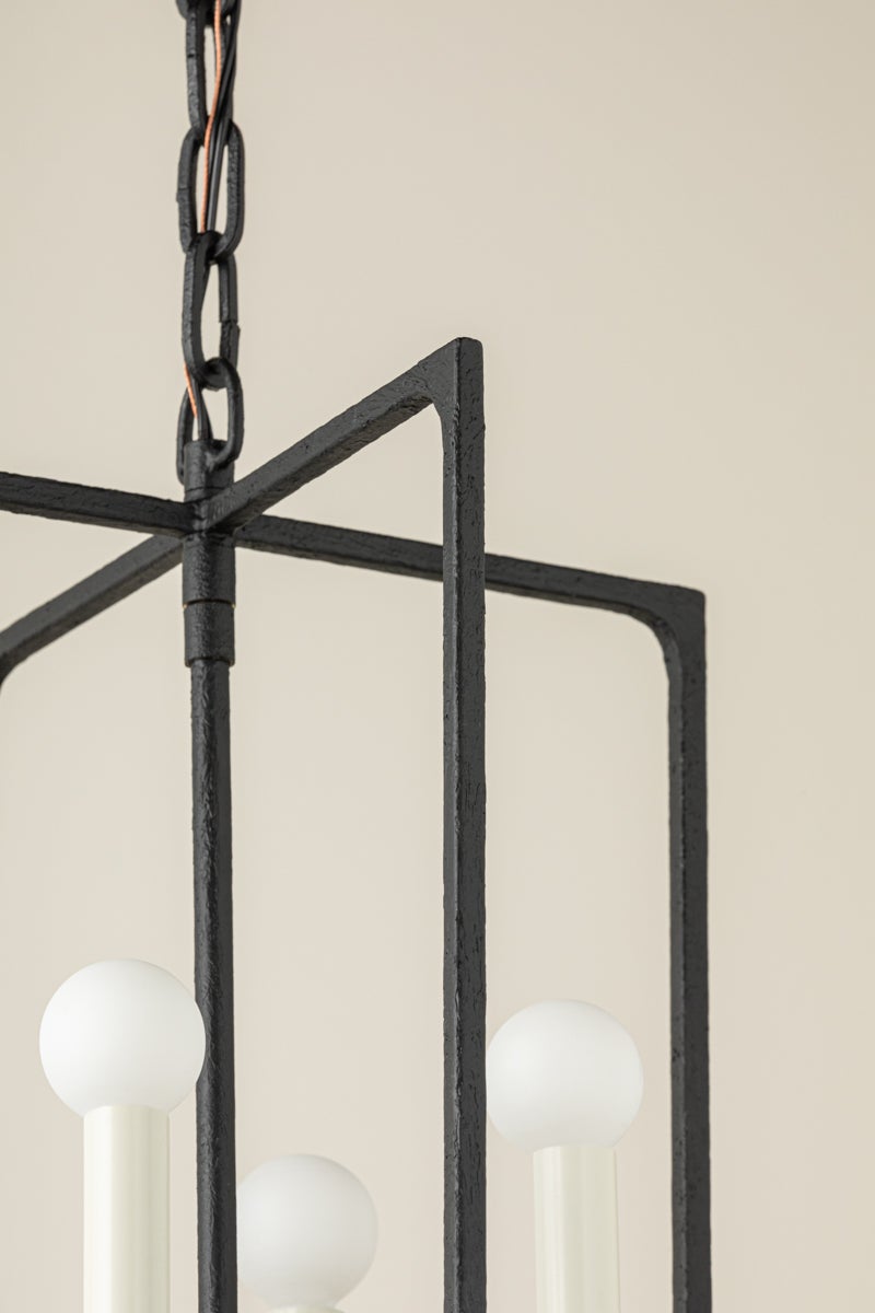 Kael Small Lantern by Troy Lighting - Adjustable Height, Dimmable, Modern Open Cage Design