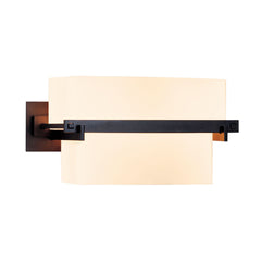 Kakomi 1 Light Sconce by Hubbardton Forge - Hand-Forged Steel, Opal Glass Shade, Dimmable, UL Damp Rated