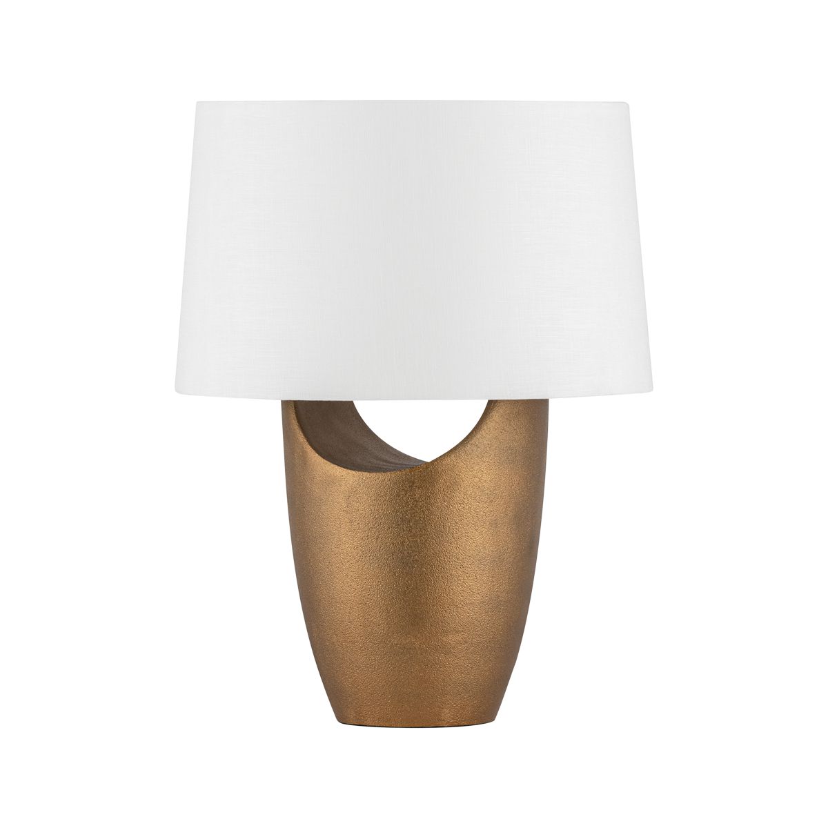 Kamay Table Lamp 21.5" by Hudson Valley Lighting with Aged Brass Finish & White Linen Shade